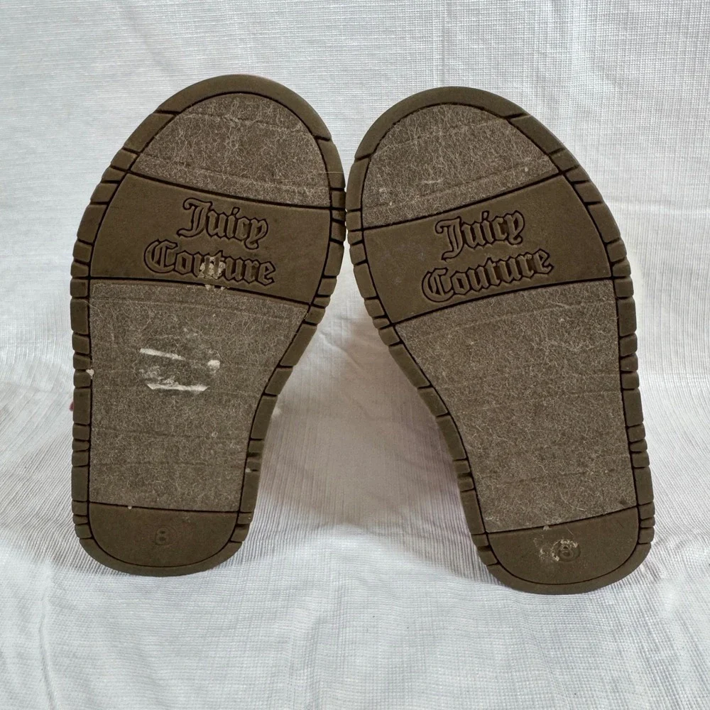 Juicy Couture Lil Windsor Rose Gold Glitter Faux Fur Boots Size 8M
